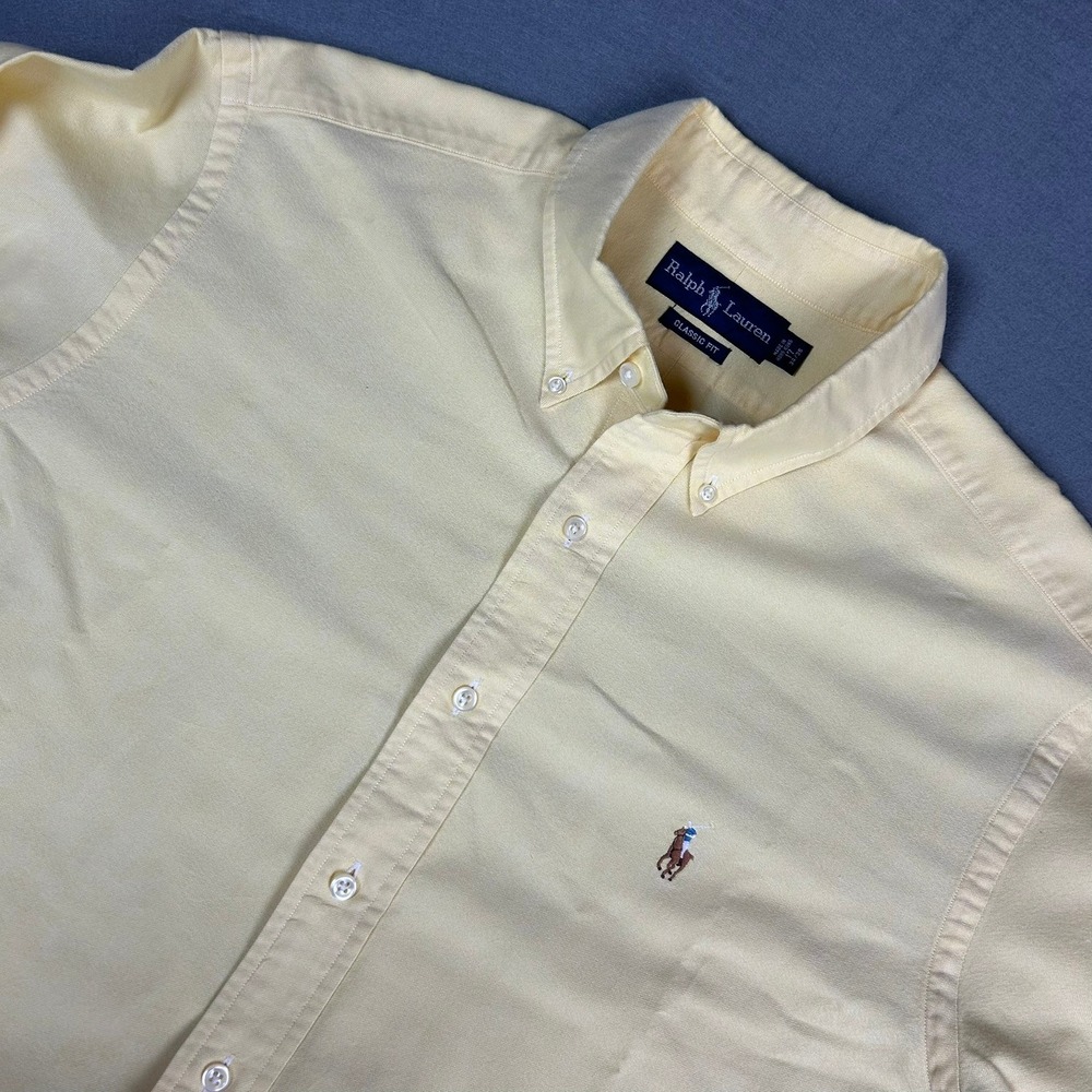 Ralph Lauren‎ Button Down Classic Fit Vintage Mens 17 34/35 Yellow